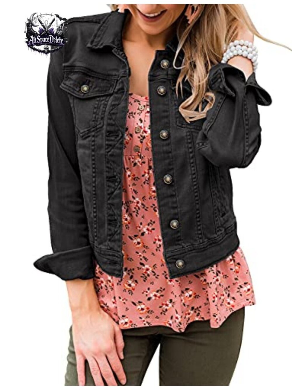 Classic Button Up Fitted Denim Trucker Jacket Long Sleeve